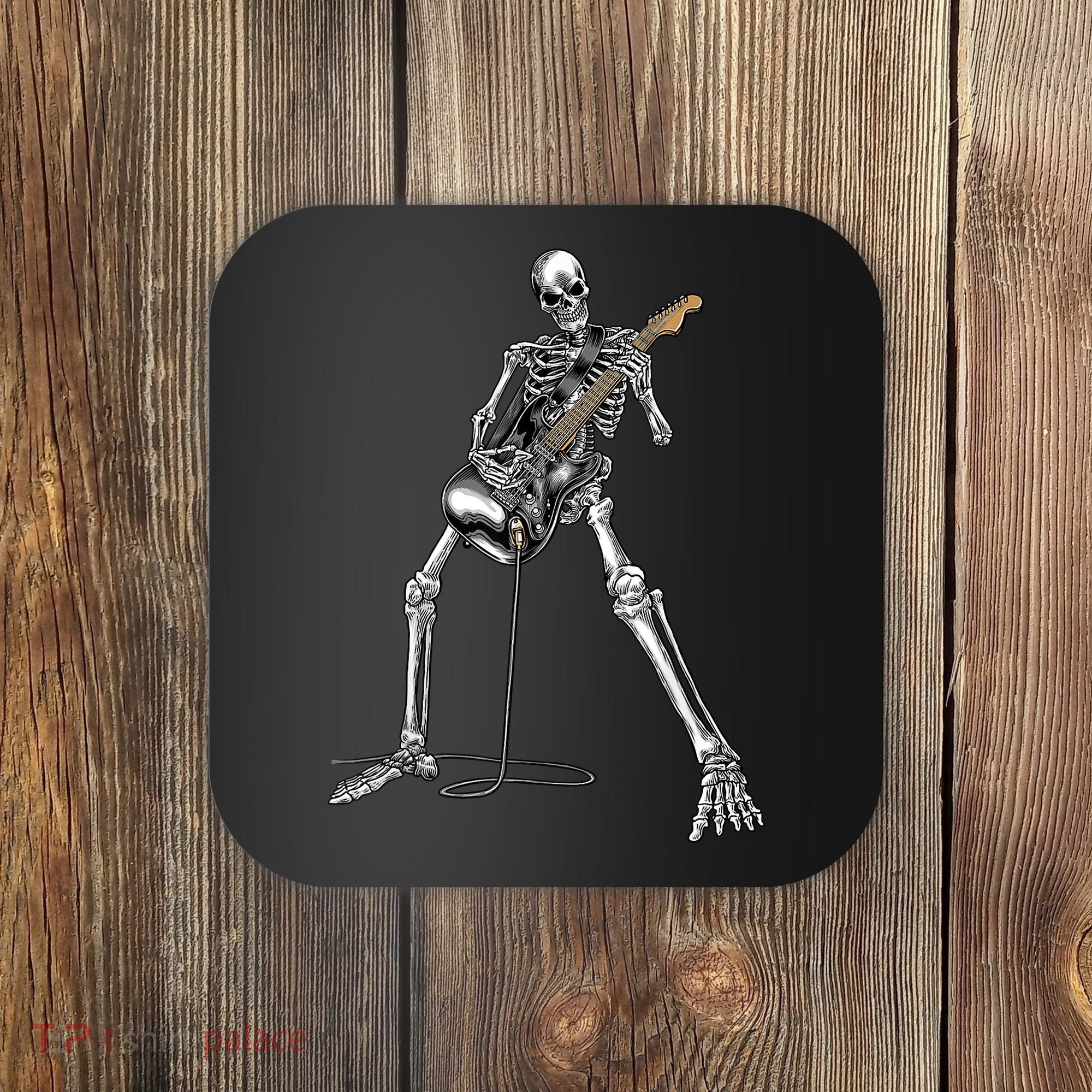 Happy Skeleton Guitar Guy Spooky Halloween Rock Band Concert Coaster
