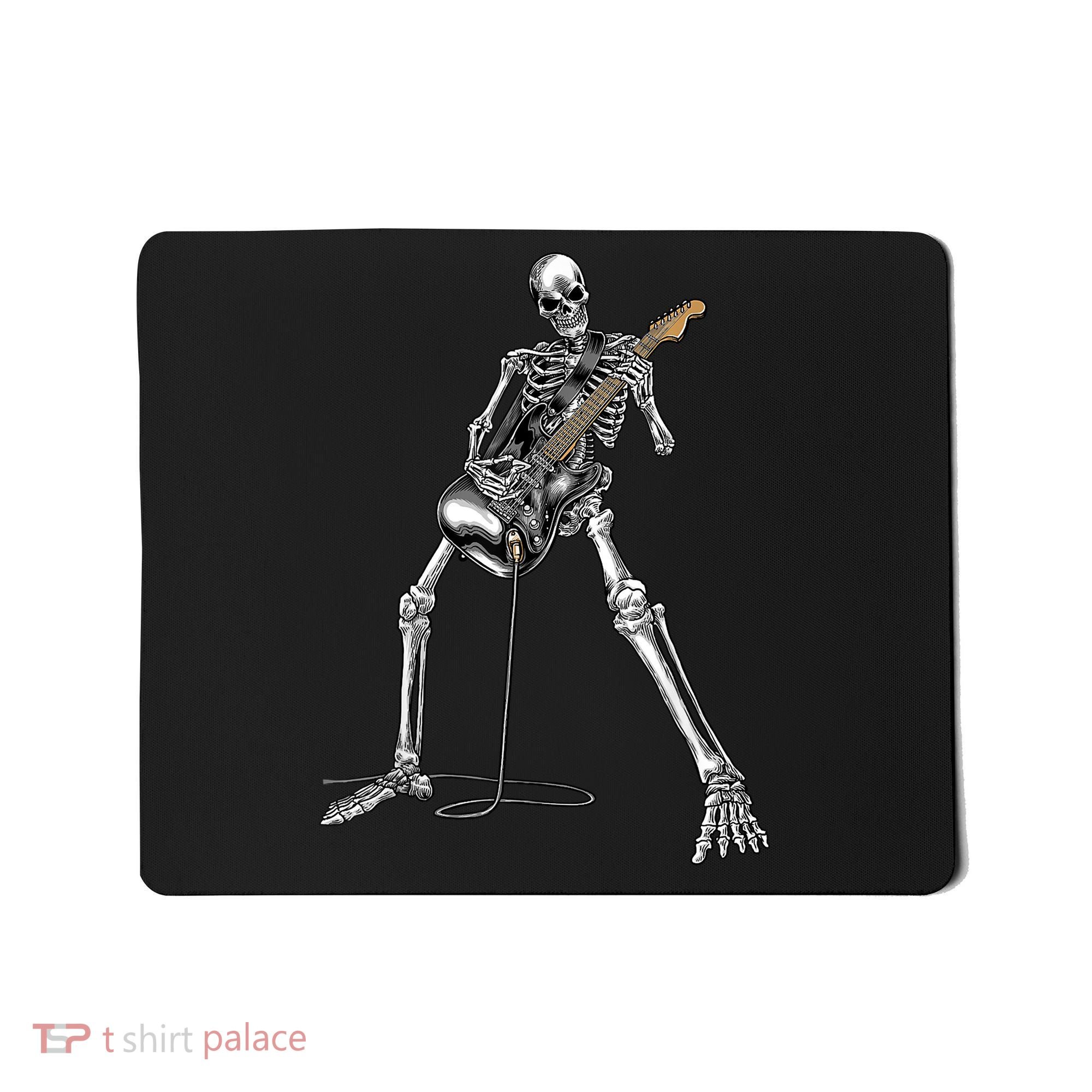 Happy Skeleton Guitar Guy Spooky Halloween Rock Band Concert Mousepad
