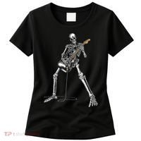 Happy Skeleton Guitar Guy Spooky Halloween Rock Band Concert Women's T-Shirt thumb 0