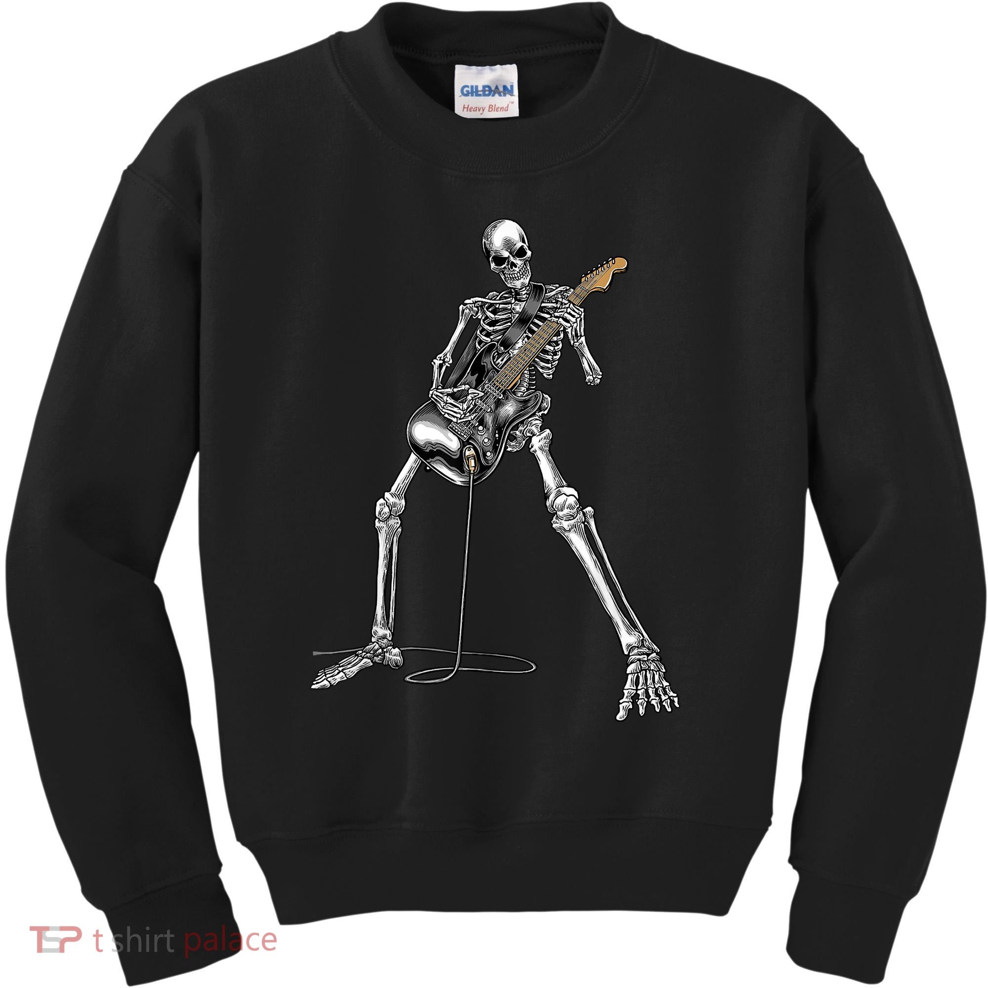 Happy Skeleton Guitar Guy Spooky Halloween Rock Band Concert Kids Sweatshirt