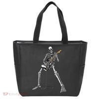 Happy Skeleton Guitar Guy Spooky Halloween Rock Band Concert Tote Bag thumb 0