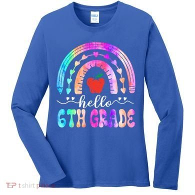 Hello Sixth Grade Back To School 6Th Grade Squad Teacher Great Gift Women's Long Sleeve Shirt