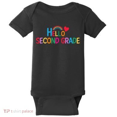 Hello Second Grade Team 2nd Grade Back To School Teacher Baby Bodysuit
