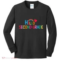 Hello Second Grade Team 2nd Grade Back To School Teacher Kids Long Sleeve Shirt thumb 0