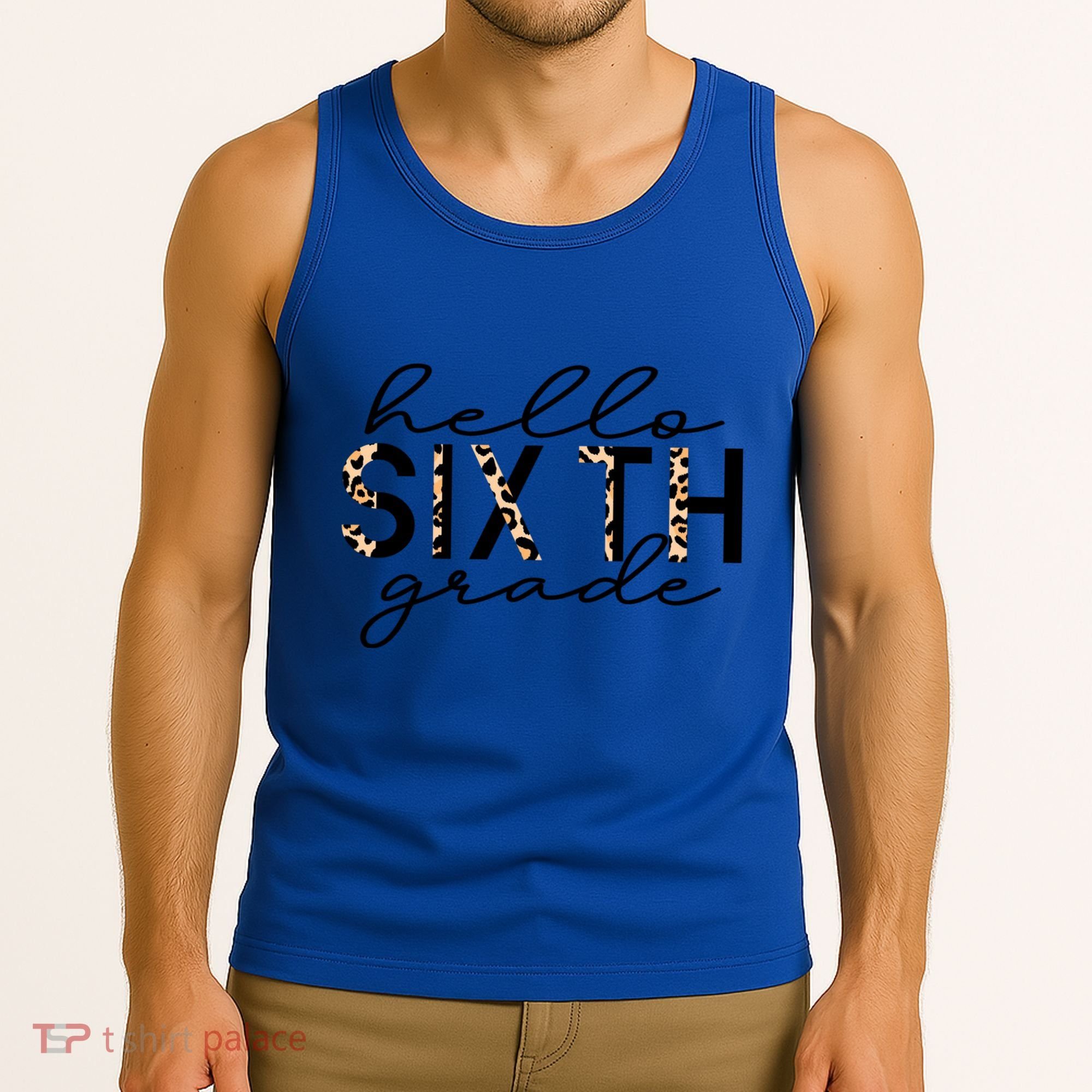 Hello Sixth Grade Leopard 6Th Grade Gift Back To School Gift Tank Top