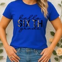Hello Sixth Grade Leopard 6Th Grade Gift Back To School Gift Women's T-Shirt thumb 2