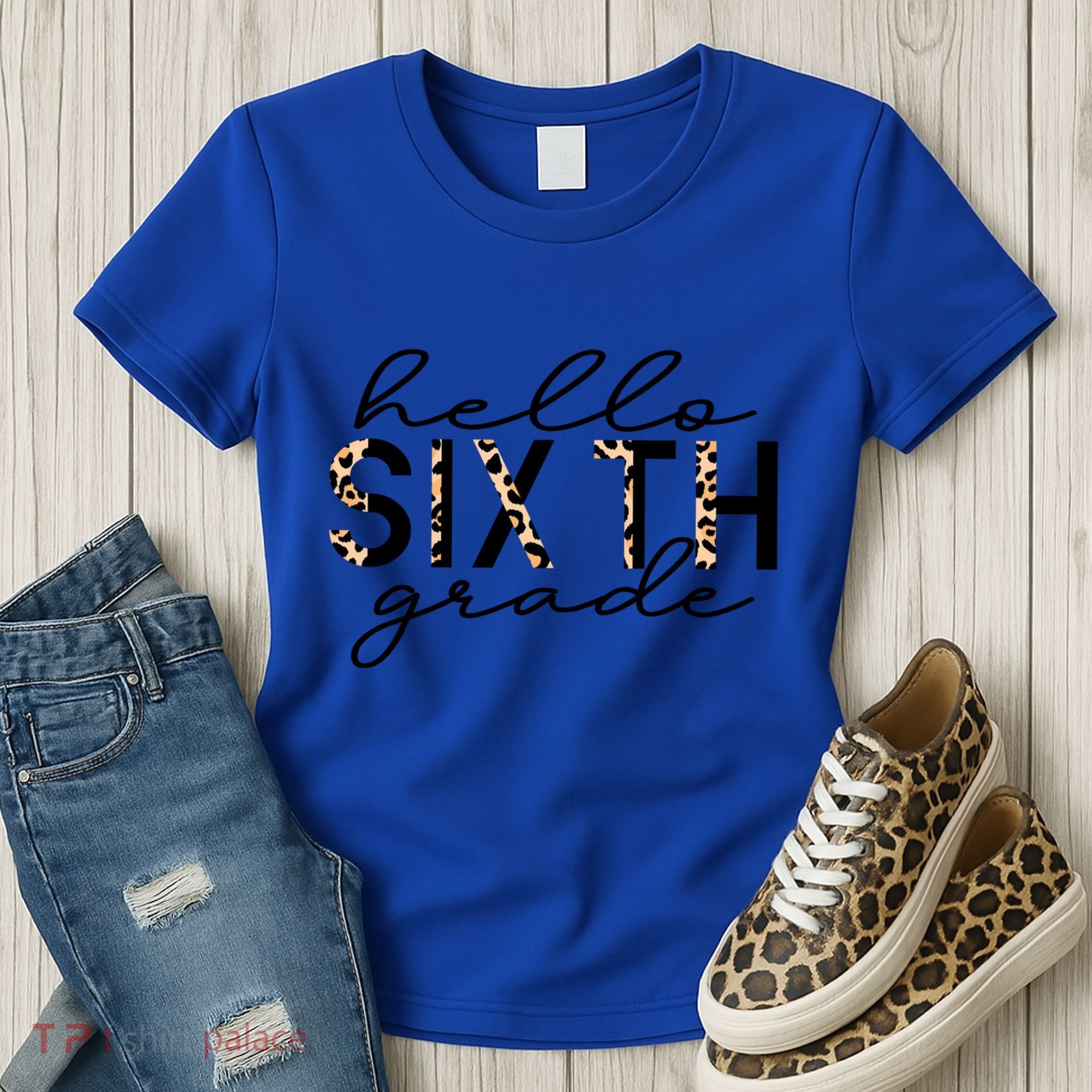 Hello Sixth Grade Leopard 6Th Grade Gift Back To School Gift Women's T-Shirt