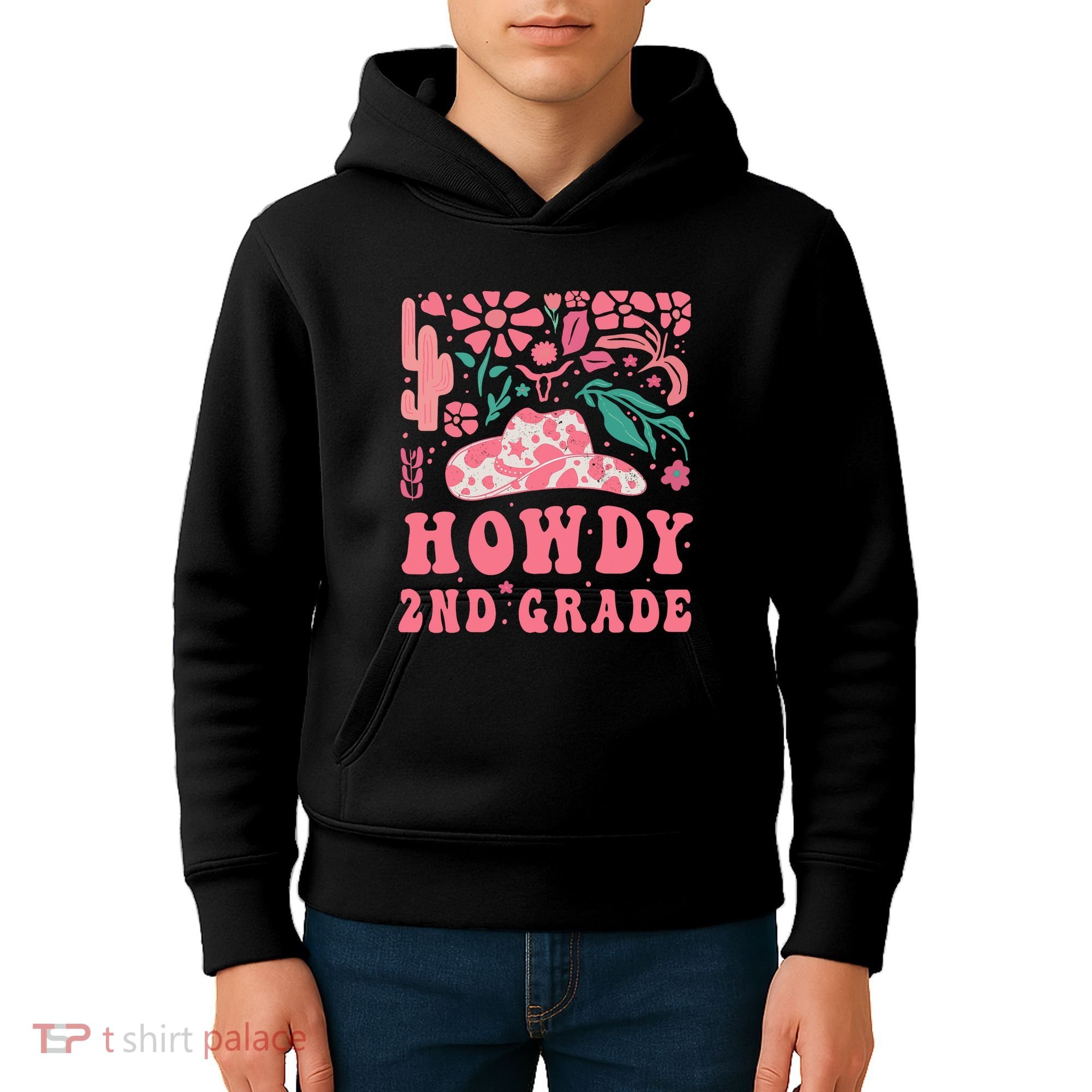 Howdy Second Grade Western Cowgirls 2nd Grade Squad Teacher Kids Hoodie