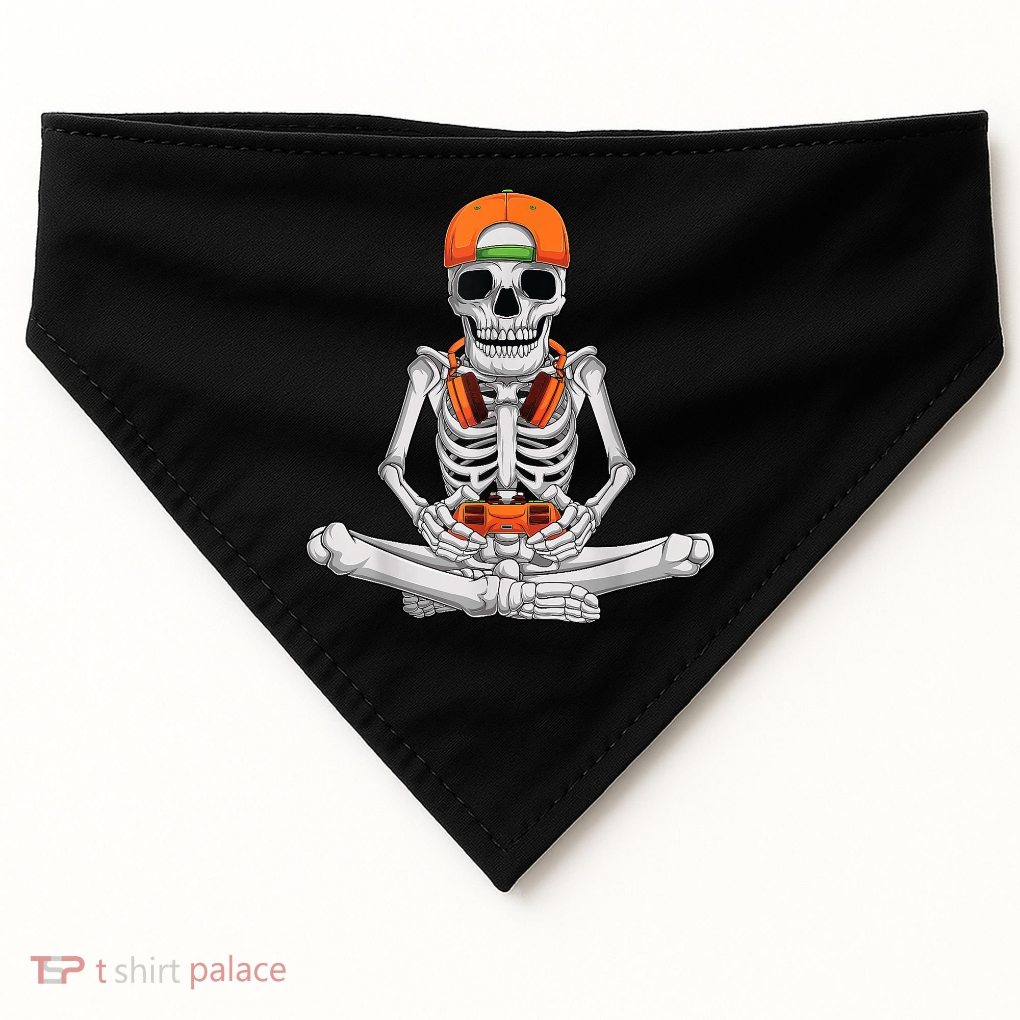Halloween Skeleton Gamer Video Gaming Boys USA-Made Doggie Bandana
