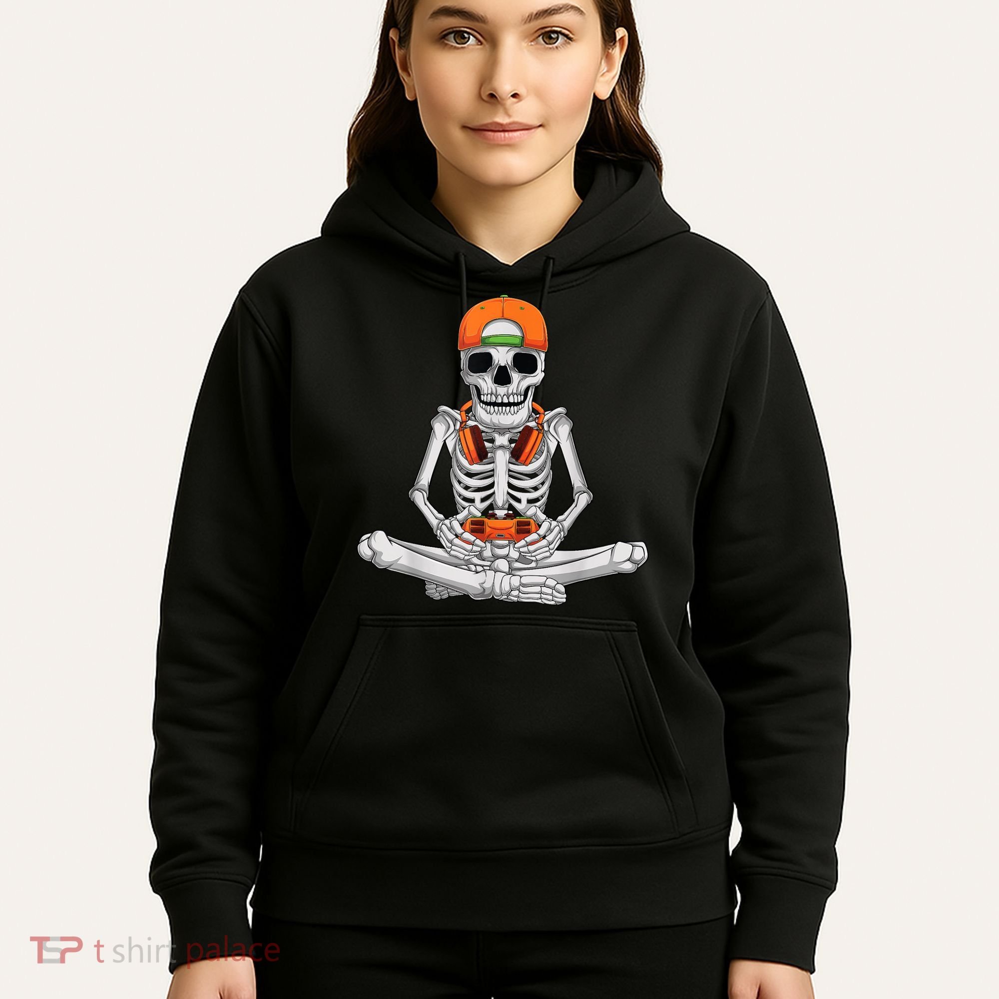 Halloween Skeleton Gamer Video Gaming Boys Hoodie