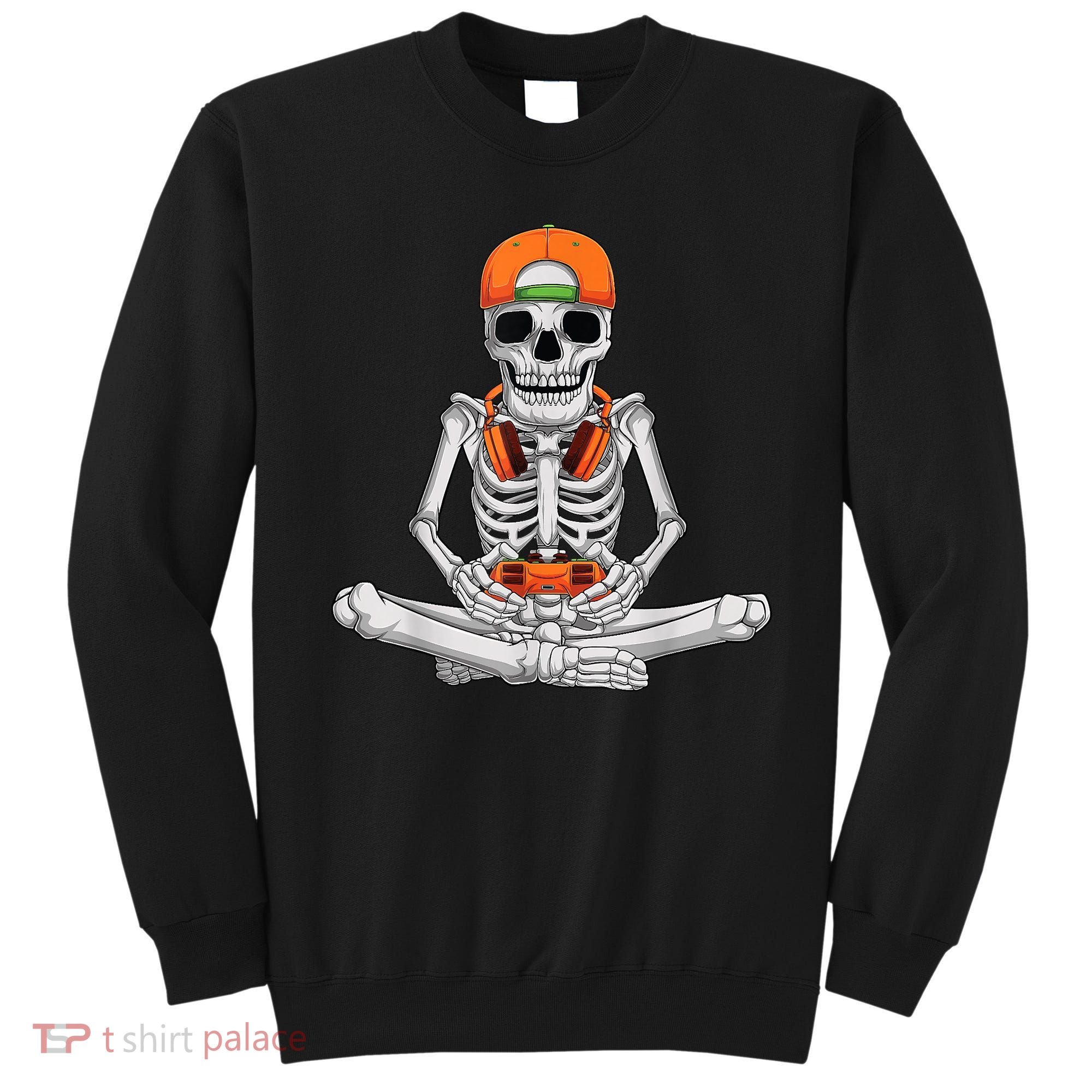 Halloween Skeleton Gamer Video Gaming Boys Sweatshirt