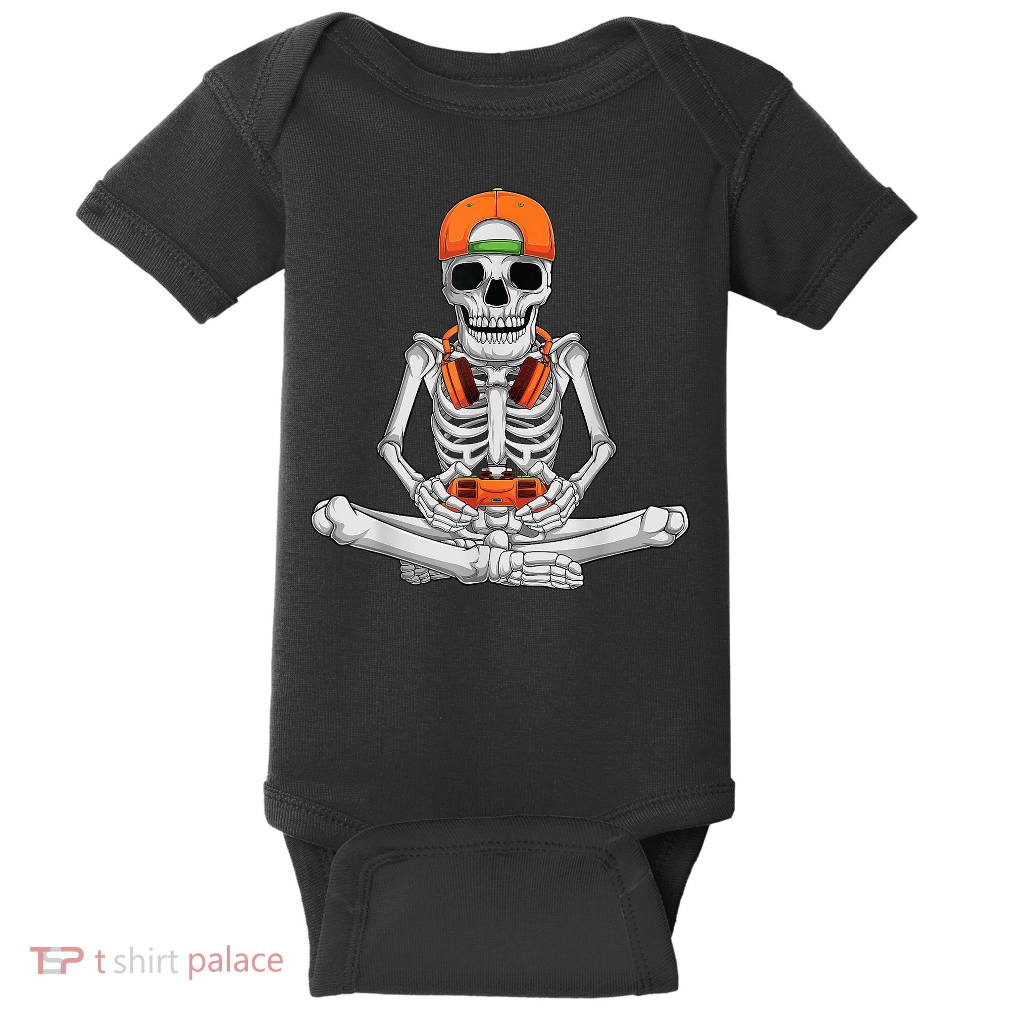 Halloween Skeleton Gamer Video Gaming Boys Baby Bodysuit