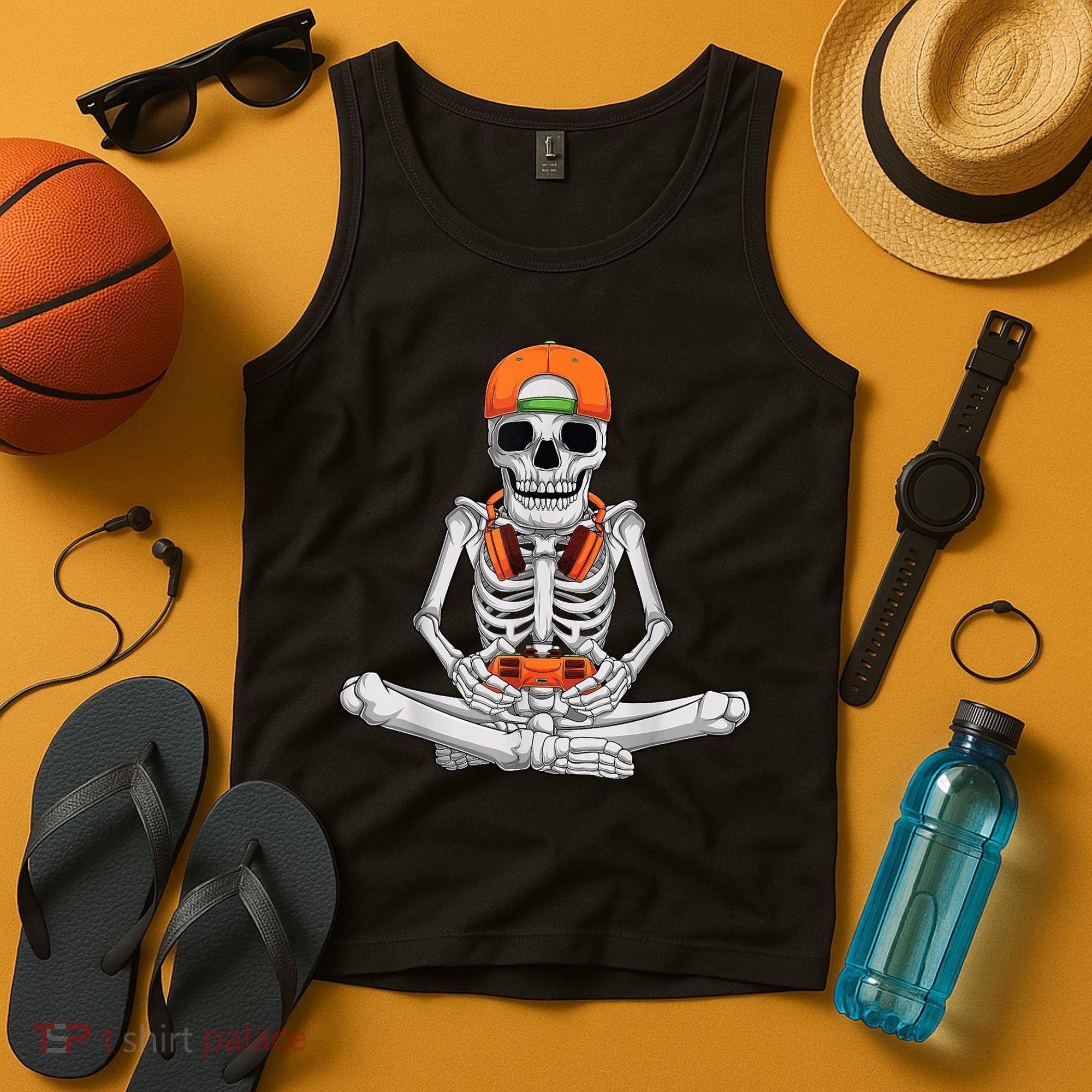 Halloween Skeleton Gamer Video Gaming Boys Tank Top