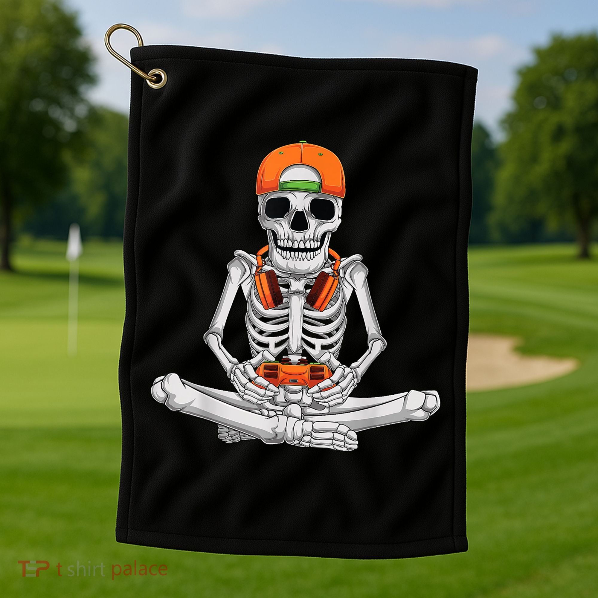 Halloween Skeleton Gamer Video Gaming Boys Golf Towel