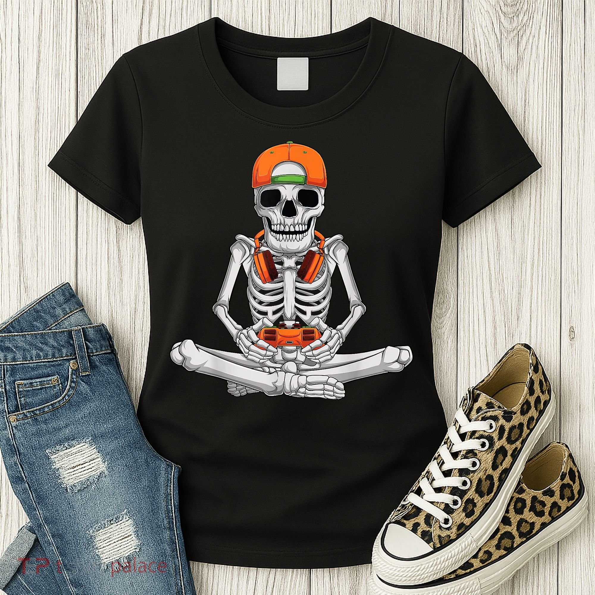 Halloween Skeleton Gamer Video Gaming Boys Women's T-Shirt