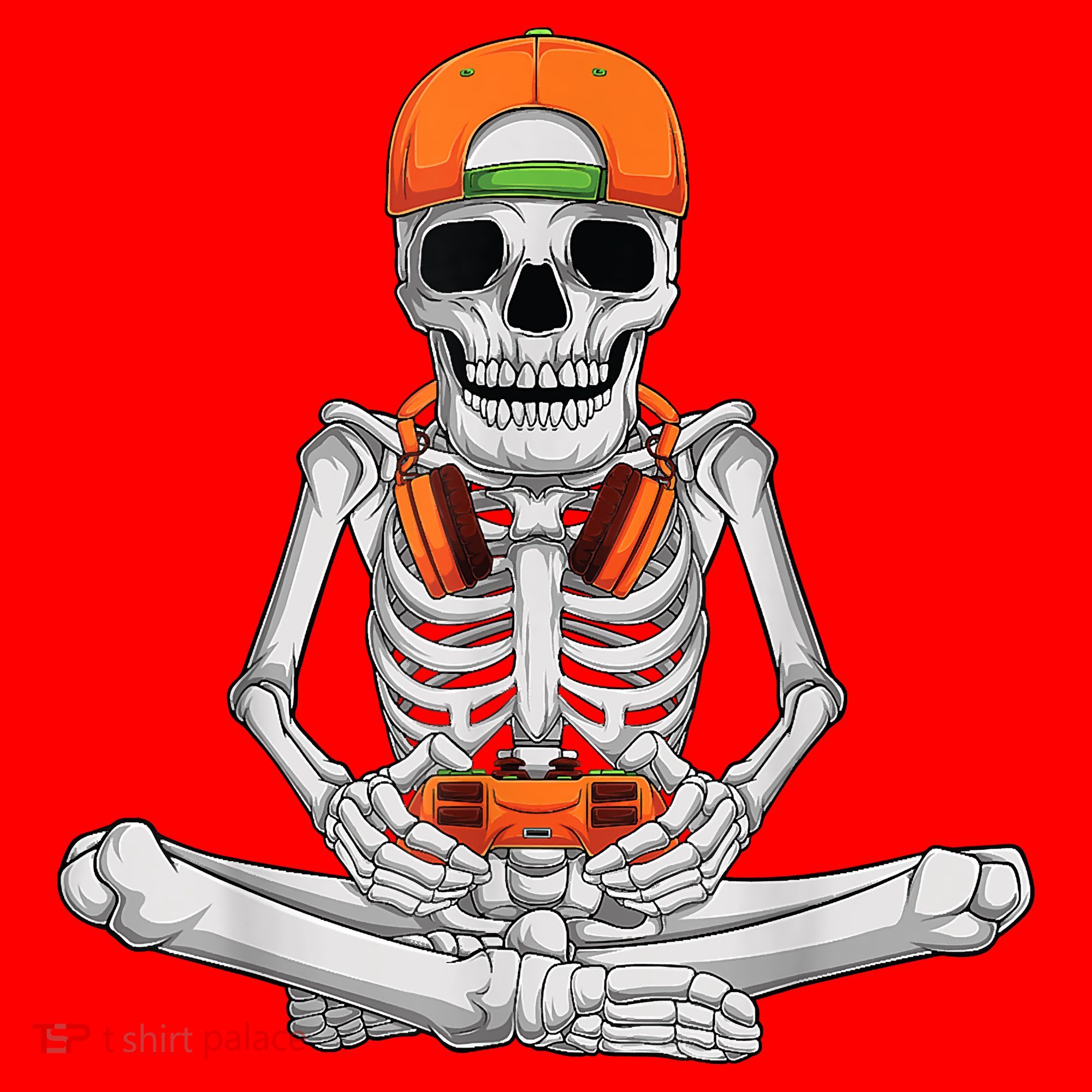 Halloween Skeleton Gamer Video Gaming Boys Santa Hat
