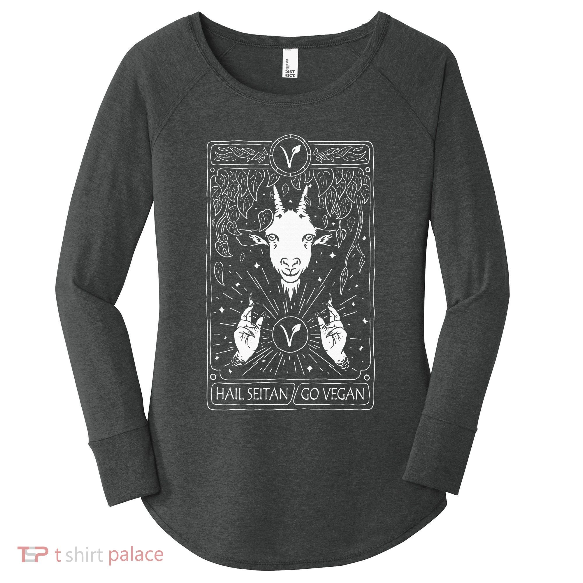 Hail Seitan Go Vegan Women's Perfect Tri Tunic Long Sleeve Shirt