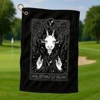 Hail Seitan Go Vegan Golf Towel thumb 1