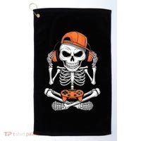 Halloween Skeleton Gamer Video Gaming Golf Towel thumb 0