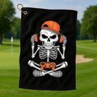 Halloween Skeleton Gamer Video Gaming Golf Towel thumb 1