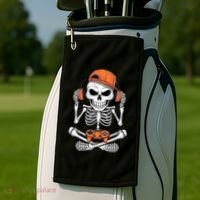 Halloween Skeleton Gamer Video Gaming Golf Towel thumb 2