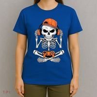 Halloween Skeleton Gamer Video Gaming T-Shirt thumb 4