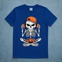 Halloween Skeleton Gamer Video Gaming T-Shirt thumb 5