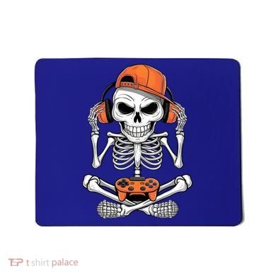 Halloween Skeleton Gamer Video Gaming Mousepad