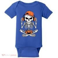 Halloween Skeleton Gamer Video Gaming Baby Bodysuit thumb 0