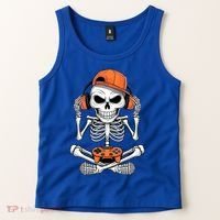 Halloween Skeleton Gamer Video Gaming Tank Top thumb 2