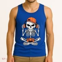 Halloween Skeleton Gamer Video Gaming Tank Top thumb 3