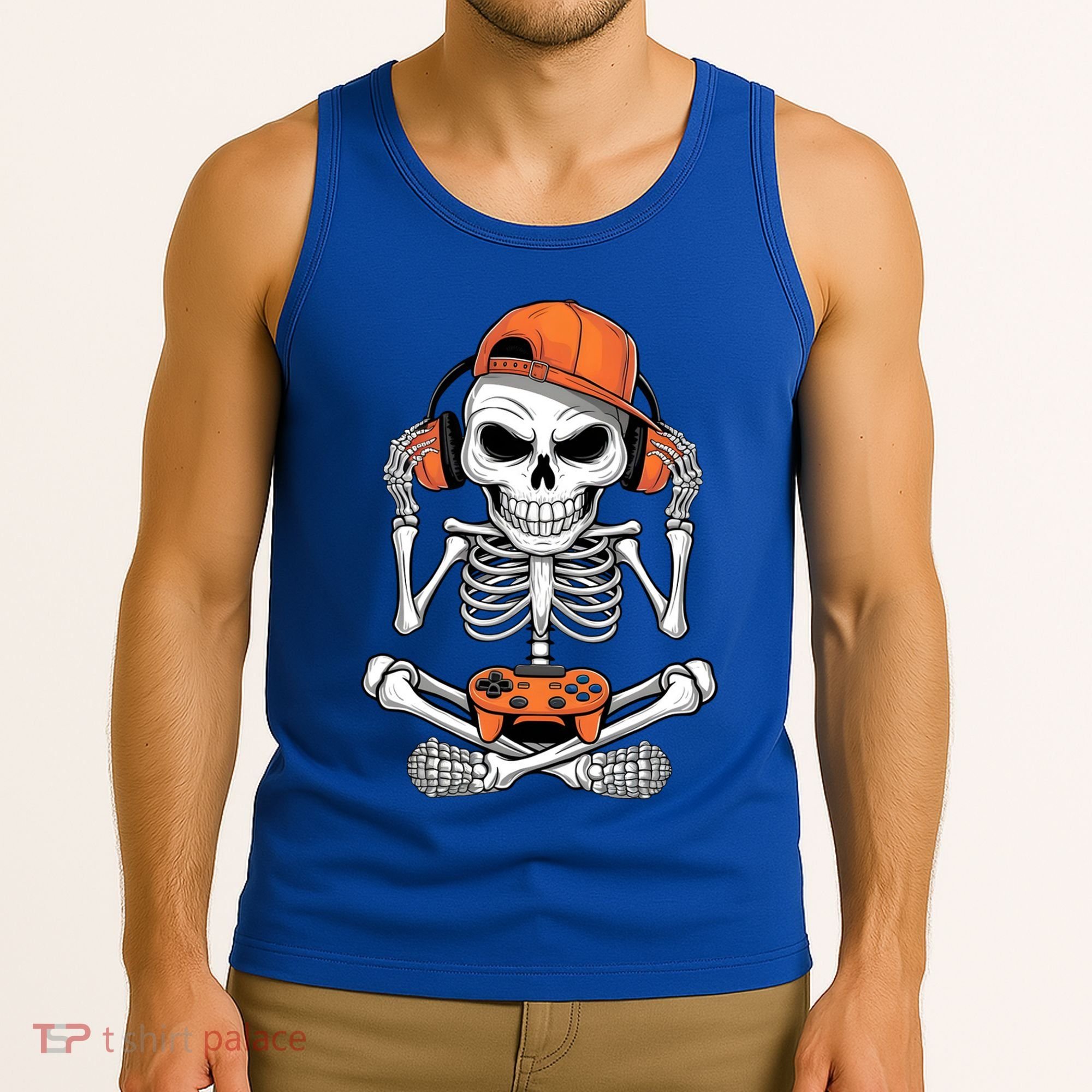 Halloween Skeleton Gamer Video Gaming Tank Top