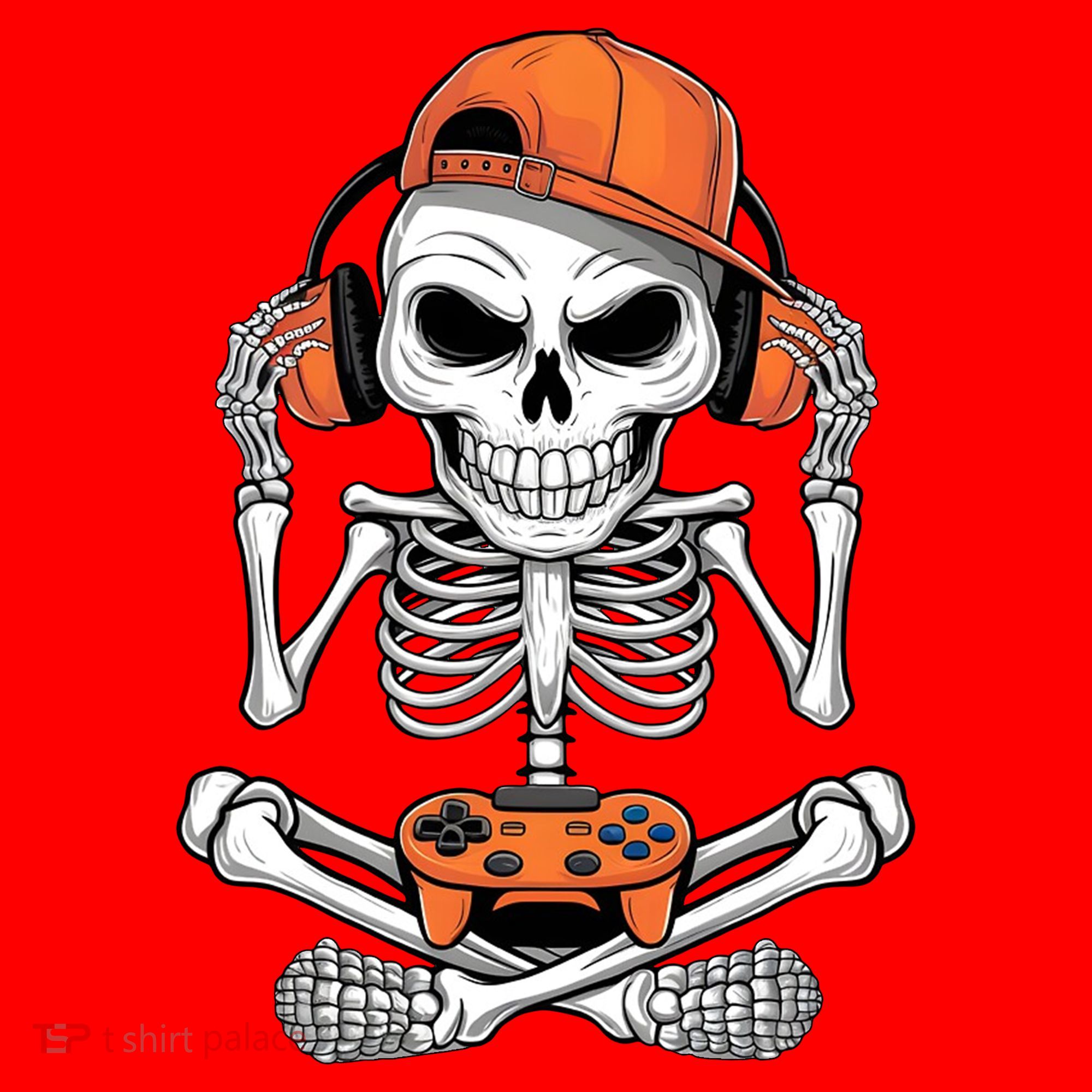 Halloween Skeleton Gamer Video Gaming Santa Hat