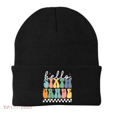 Hello Sixth Grade Groovy 6Th Grade Back School Teacher Gift Beanie
