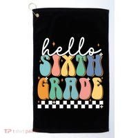 Hello Sixth Grade Groovy 6Th Grade Back School Teacher Gift Golf Towel thumb 0