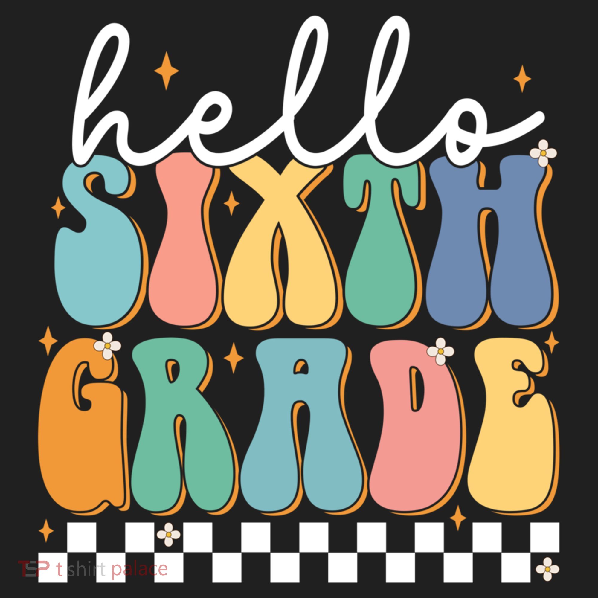 Hello Sixth Grade Groovy 6Th Grade Back School Teacher Gift Golf Towel