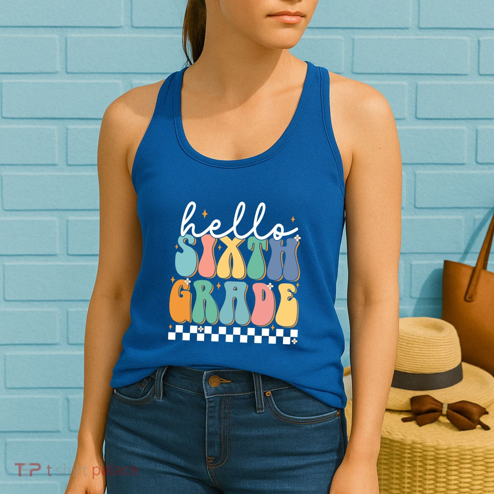 Hello Sixth Grade Groovy 6Th Grade Back School Teacher Gift Women's Tank Top