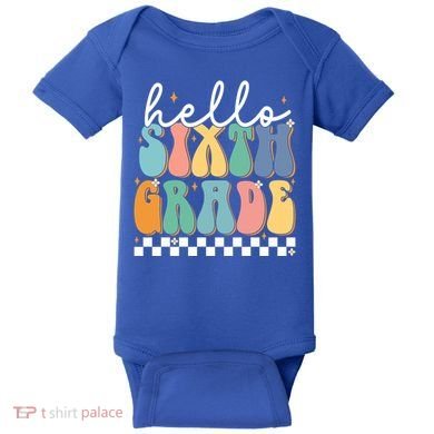 Hello Sixth Grade Groovy 6Th Grade Back School Teacher Gift Baby Bodysuit