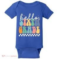 Hello Sixth Grade Groovy 6Th Grade Back School Teacher Gift Baby Bodysuit thumb 0