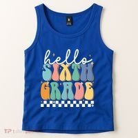 Hello Sixth Grade Groovy 6Th Grade Back School Teacher Gift Tank Top thumb 2