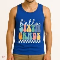 Hello Sixth Grade Groovy 6Th Grade Back School Teacher Gift Tank Top thumb 3