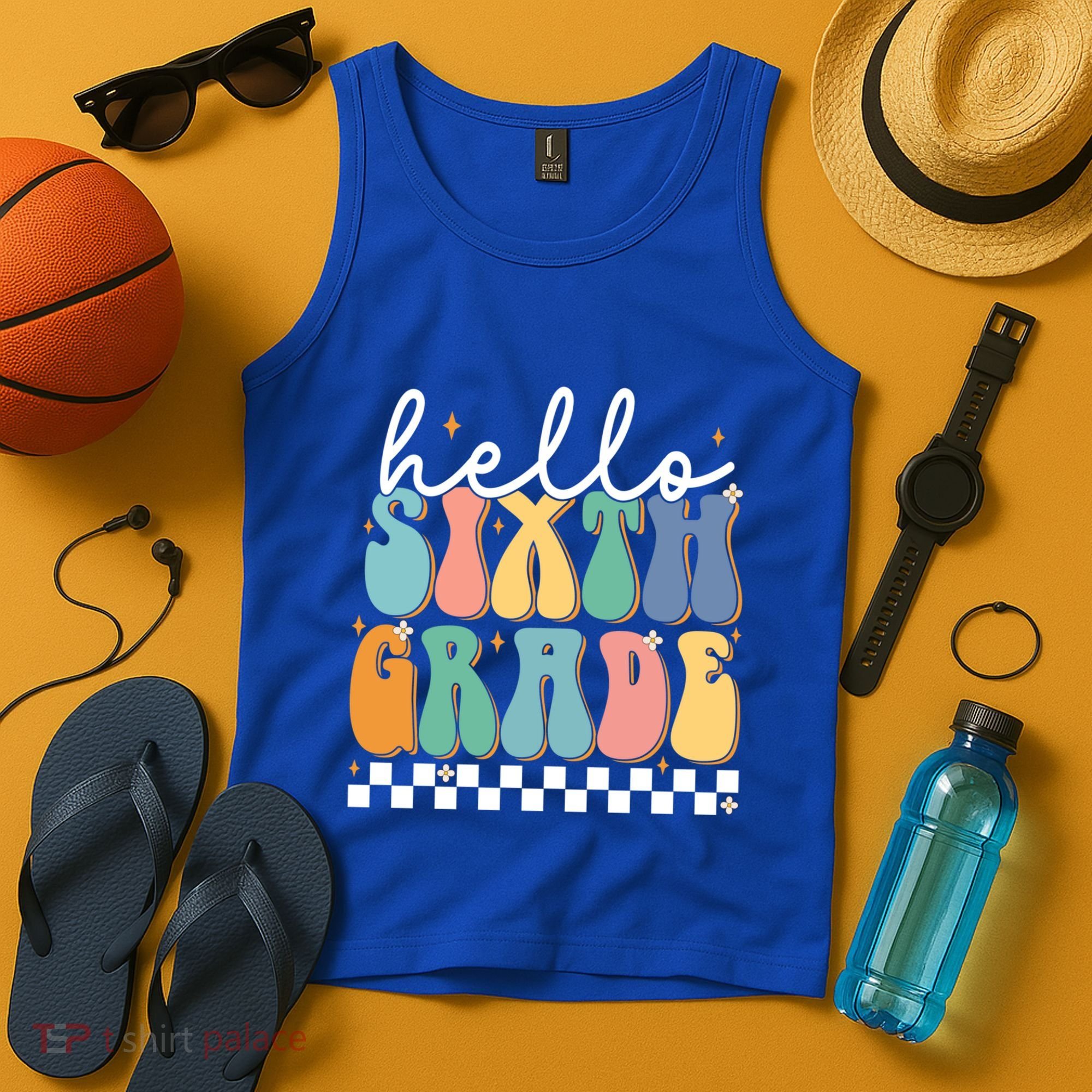 Hello Sixth Grade Groovy 6Th Grade Back School Teacher Gift Tank Top