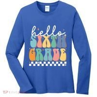 Hello Sixth Grade Groovy 6Th Grade Back School Teacher Gift Women's Long Sleeve Shirt thumb 0