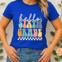 Hello Sixth Grade Groovy 6Th Grade Back School Teacher Gift Women's T-Shirt thumb 2