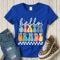 Hello Sixth Grade Groovy 6Th Grade Back School Teacher Gift Women's T-Shirt thumb 3