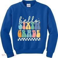 Hello Sixth Grade Groovy 6Th Grade Back School Teacher Gift Kids Sweatshirt thumb 0
