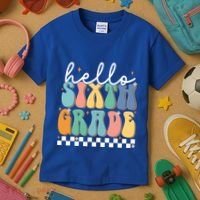 Hello Sixth Grade Groovy 6Th Grade Back School Teacher Gift Kids T-Shirt thumb 3