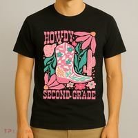 Howdy Second Grade Western 2nd Grade Teacher Cowboy Cowgirl T-Shirt thumb 3