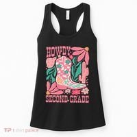 Howdy Second Grade Western 2nd Grade Teacher Cowboy Cowgirl Women's Tank Top thumb 0