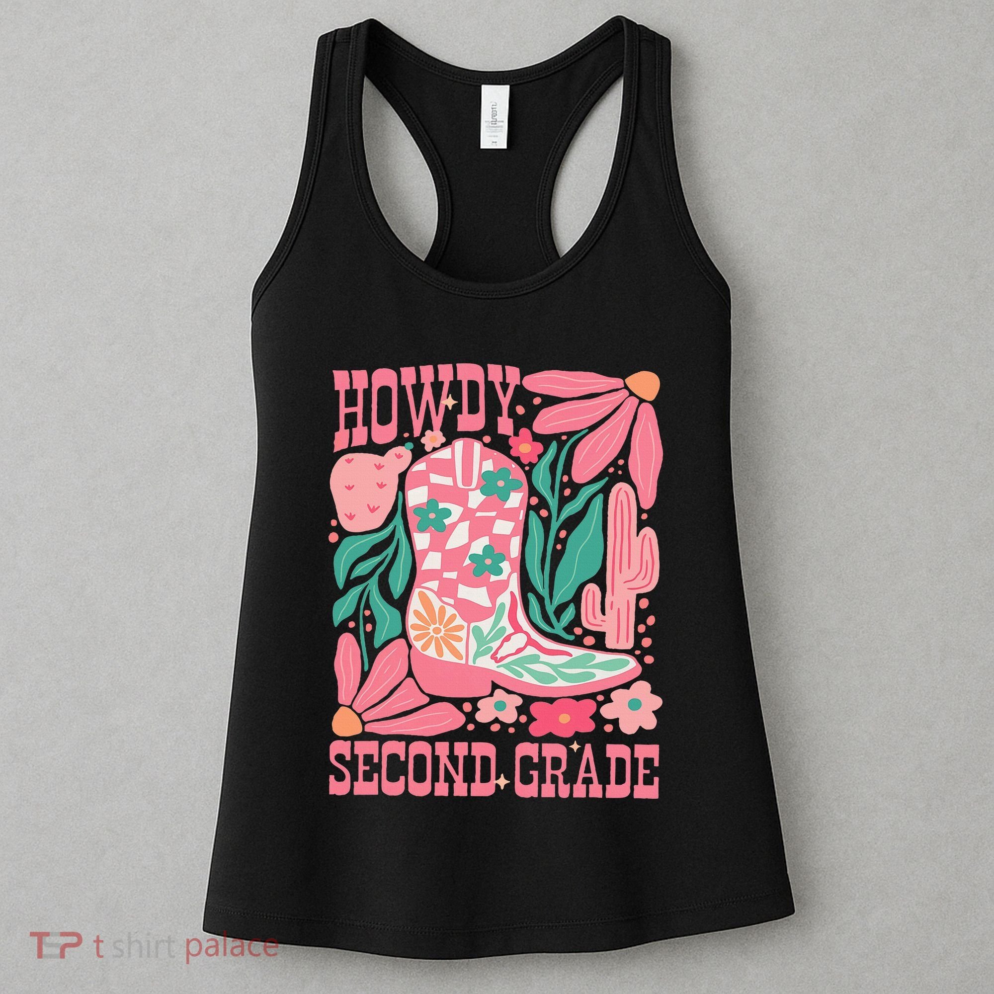 Howdy Second Grade Western 2nd Grade Teacher Cowboy Cowgirl Women's Tank Top